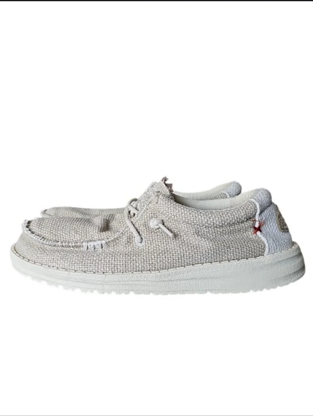Hey Dude Wally Braided Youth Size 5 Off White Slip On Casual Comfort Shoes